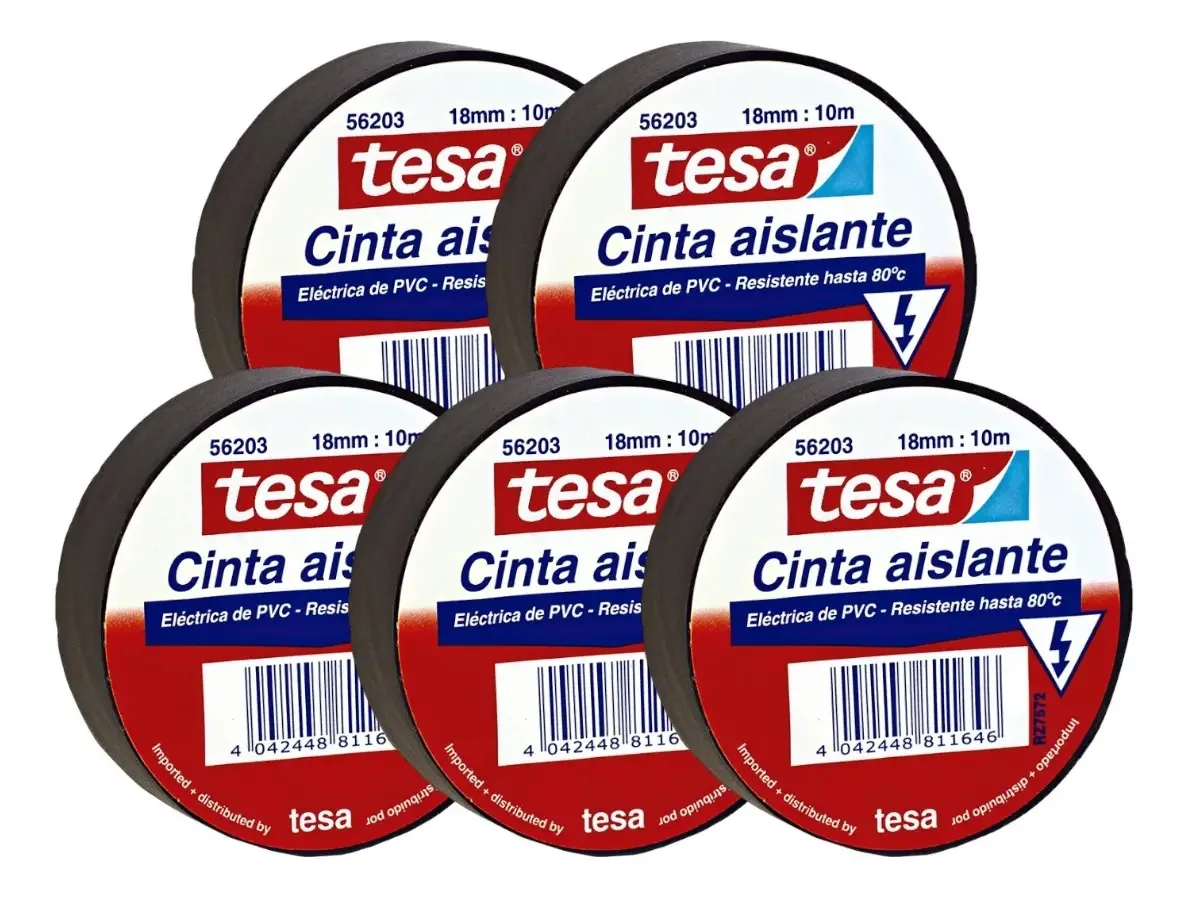 Pack 5 Fitas Isolantes Tesa Pretas 10m X 18mm