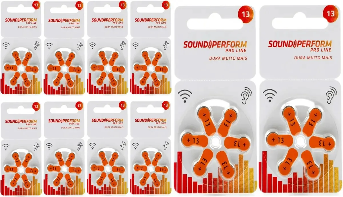 60 Pilhas Sound Perform Aparelho Auditivo - Tam 13 - Laranja