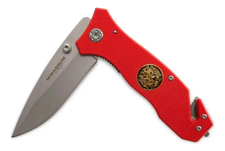 Faca vermelha do Corpo de Bombeiros Boker Magnum 01mb366