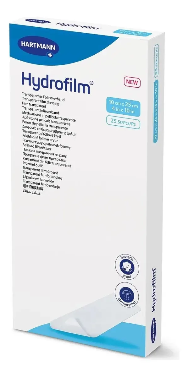 Curativo Hydrofilm Transparent Hartmann 10x25cm - 5 Unidades