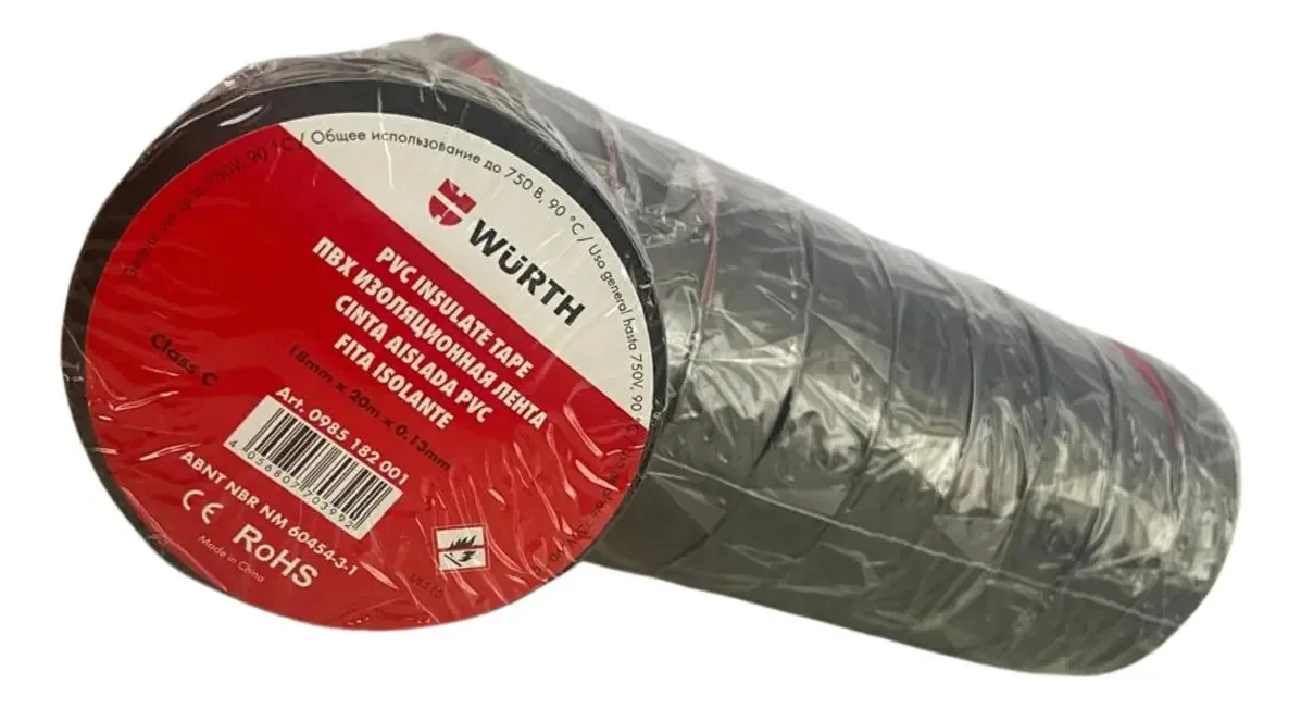 Kit 10 Fitas Isolante 18x20m Wurth Profissional