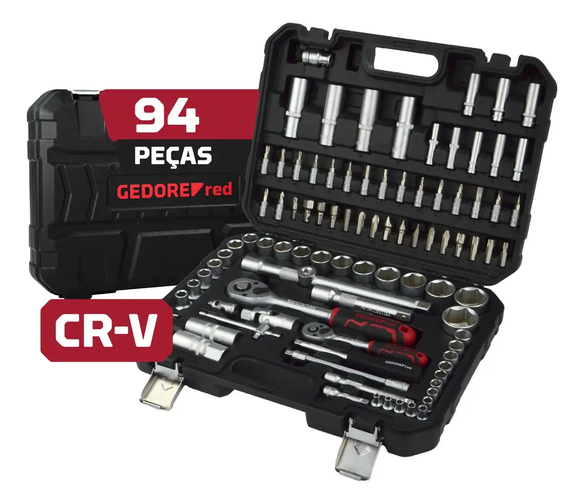 Kit Jogo Soquete 1/2 E 1/4 Catraca Com Maleta Gedore Red 94 Peças