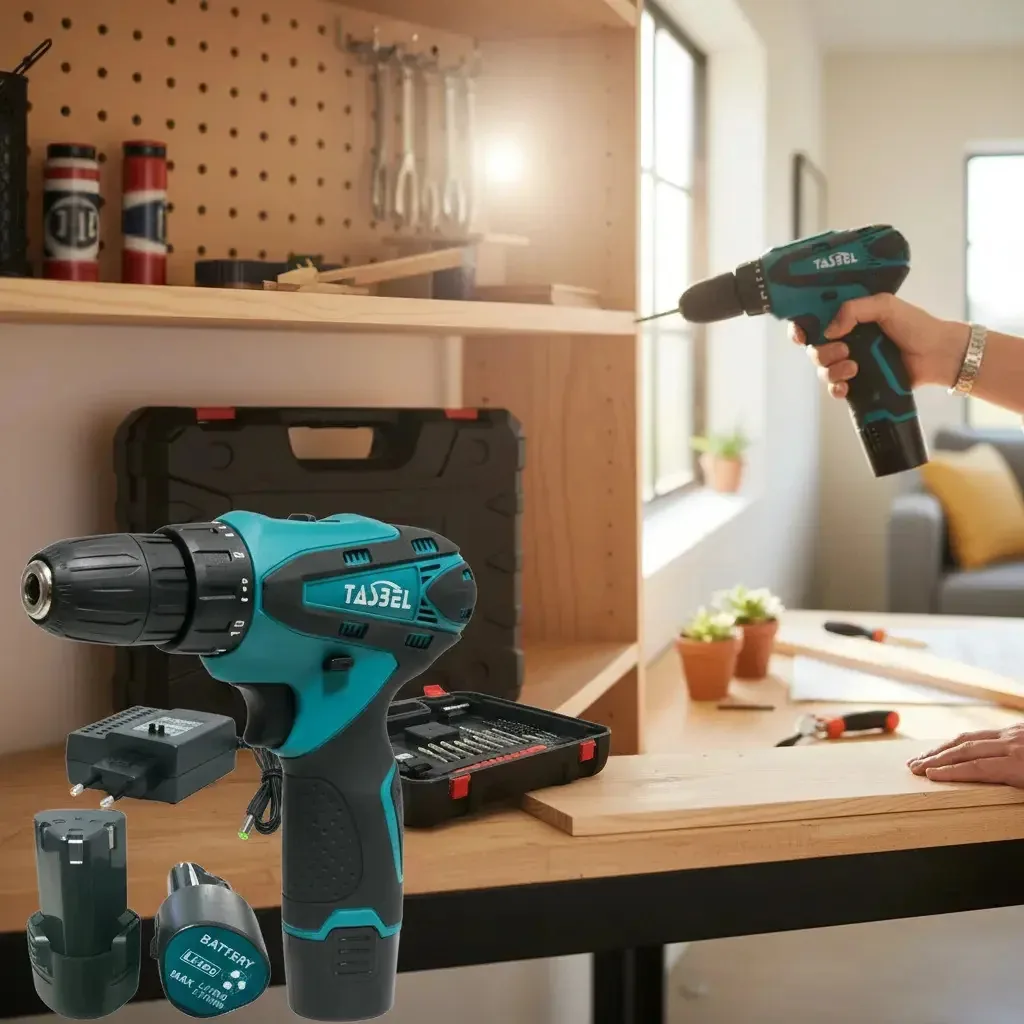 Furadeira sem fio Figoimport, recarregável, furadeira e chave de fenda variáveis, furadeira sem fio com torque, bateria de lítio com 30 acessórios, kit de furadeira com caixa azul | Figo Store