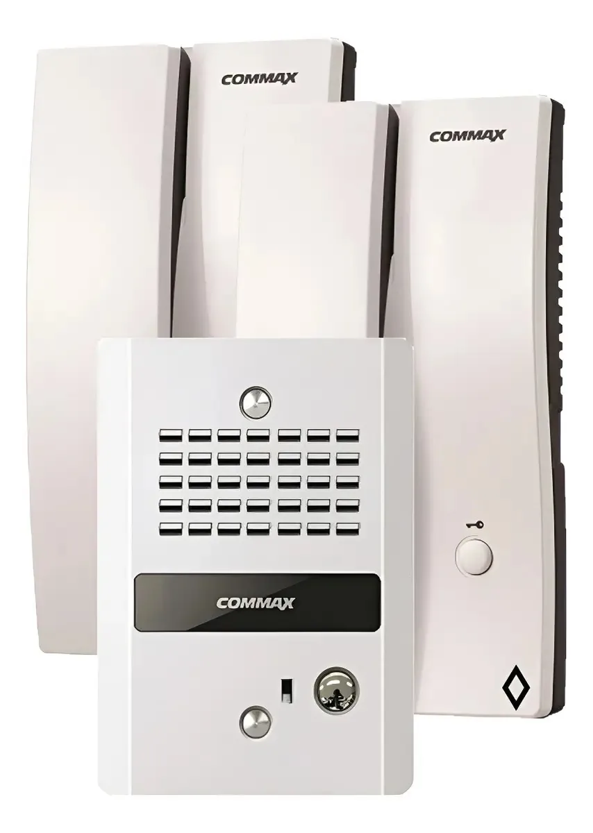 Fones de ouvido Commax Interfon Kit 2 e áudio frontal de rua em cor branca