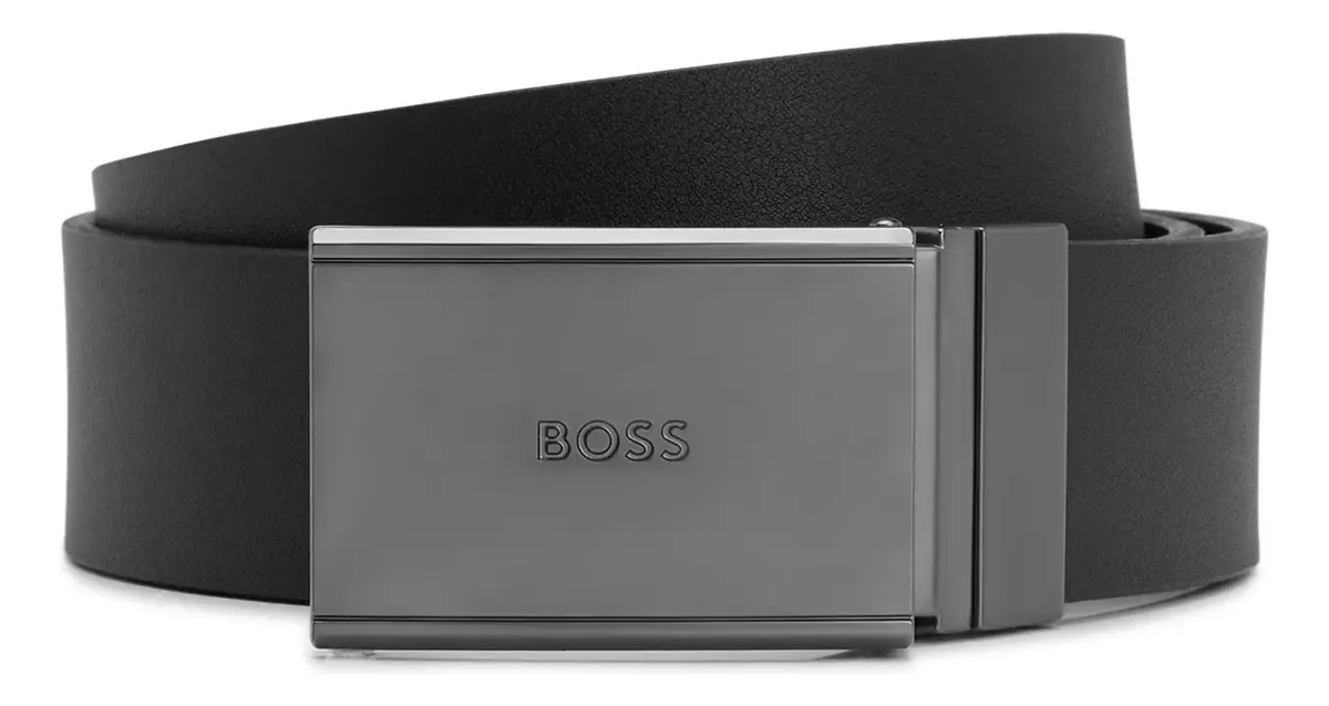 Cinto Reversível Em Couro Italiano Com Fivelas De Pino Boss