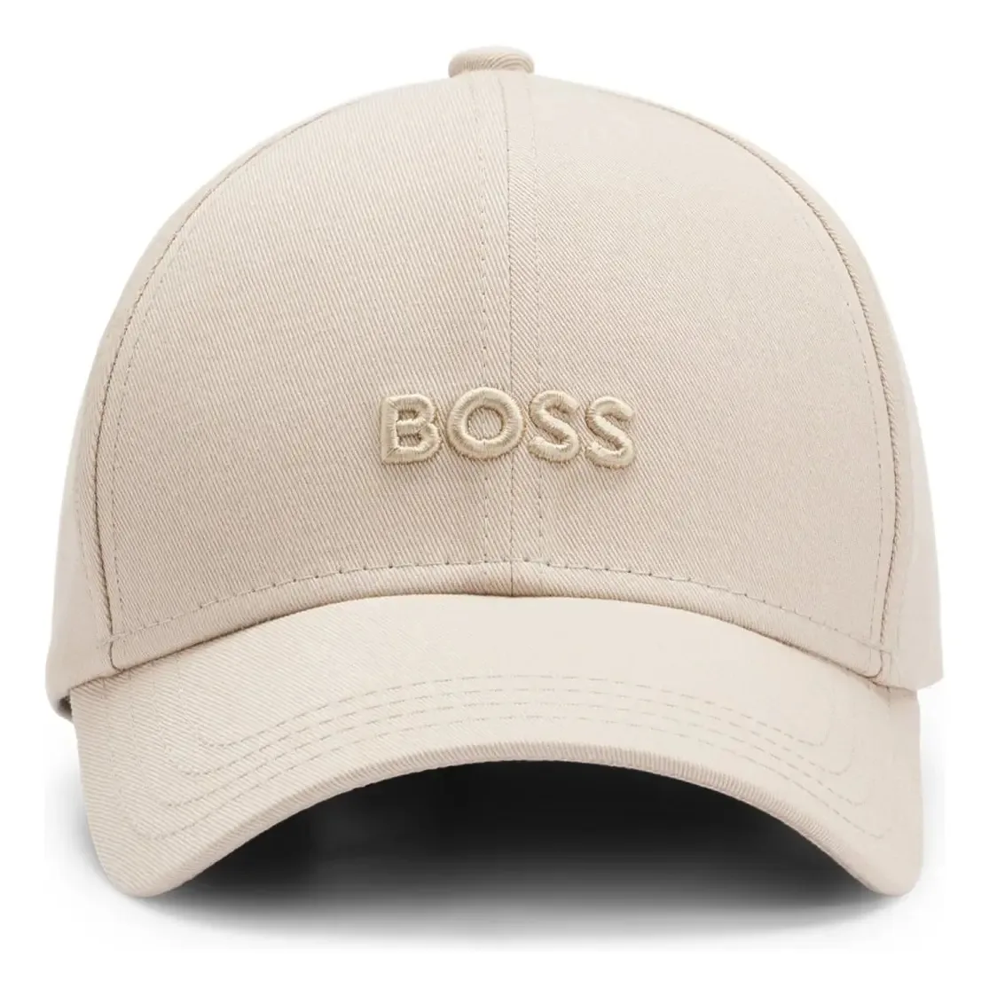 Boné De Algodão Twill Com Seis Painéis E Logo Bordado Boss Cor Bege Tamanho Único