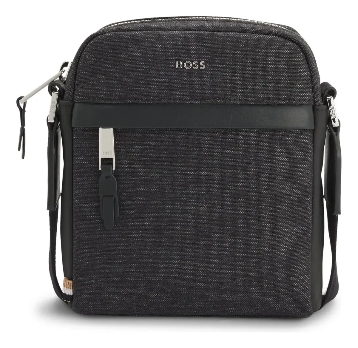 Bolsa Repórter Com Acabamentos Em Couro Boss Cinza