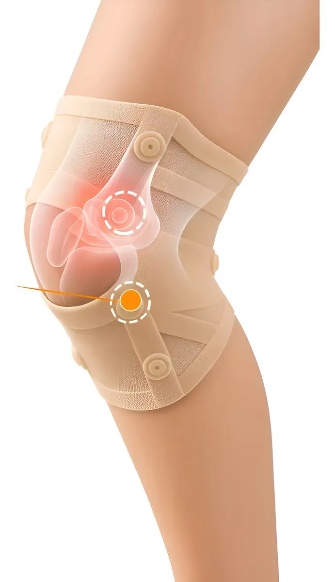 Joelheira magnética de silicone, joelheira exclusiva de reabilitação bege