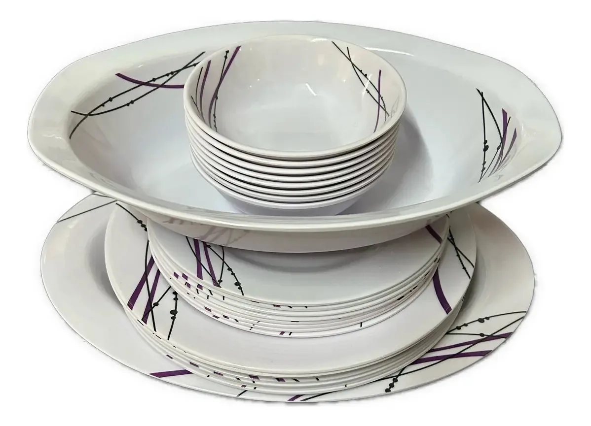Conjunto de pratos de sobremesa redondos planos decorados x 26 unidades