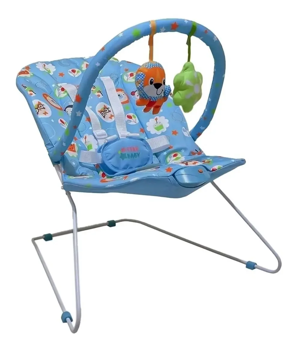 Cadeira de balanço para bebê Star Baby Cadeirinha descanso bebê azul