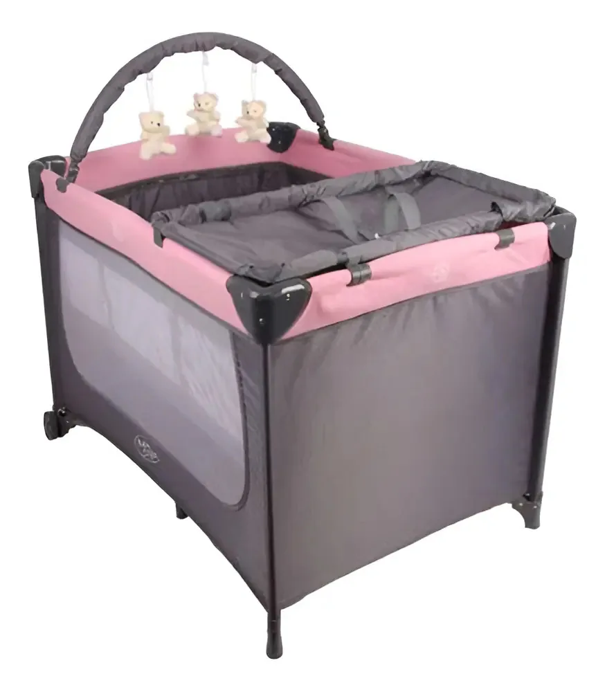 Berço Joly Baby Style Rosa com Mosquiteiro e Trocador