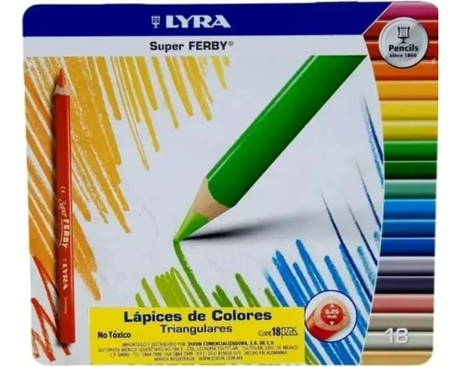 Lápis de cor triangulares Lyra Jumbo, 18 peças, linha 18 cores suaves