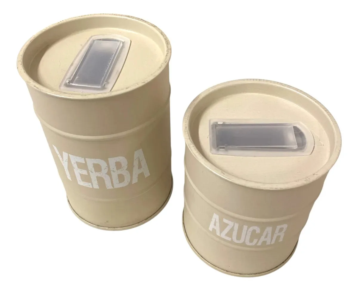 Latas de açúcar Yerbera Sugar Yerba Matero Color Simil Wood