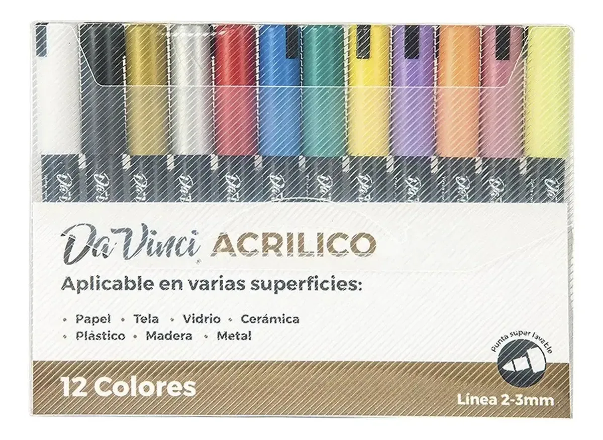 Conjunto de 12 marcadores acrílicos Da Vinci