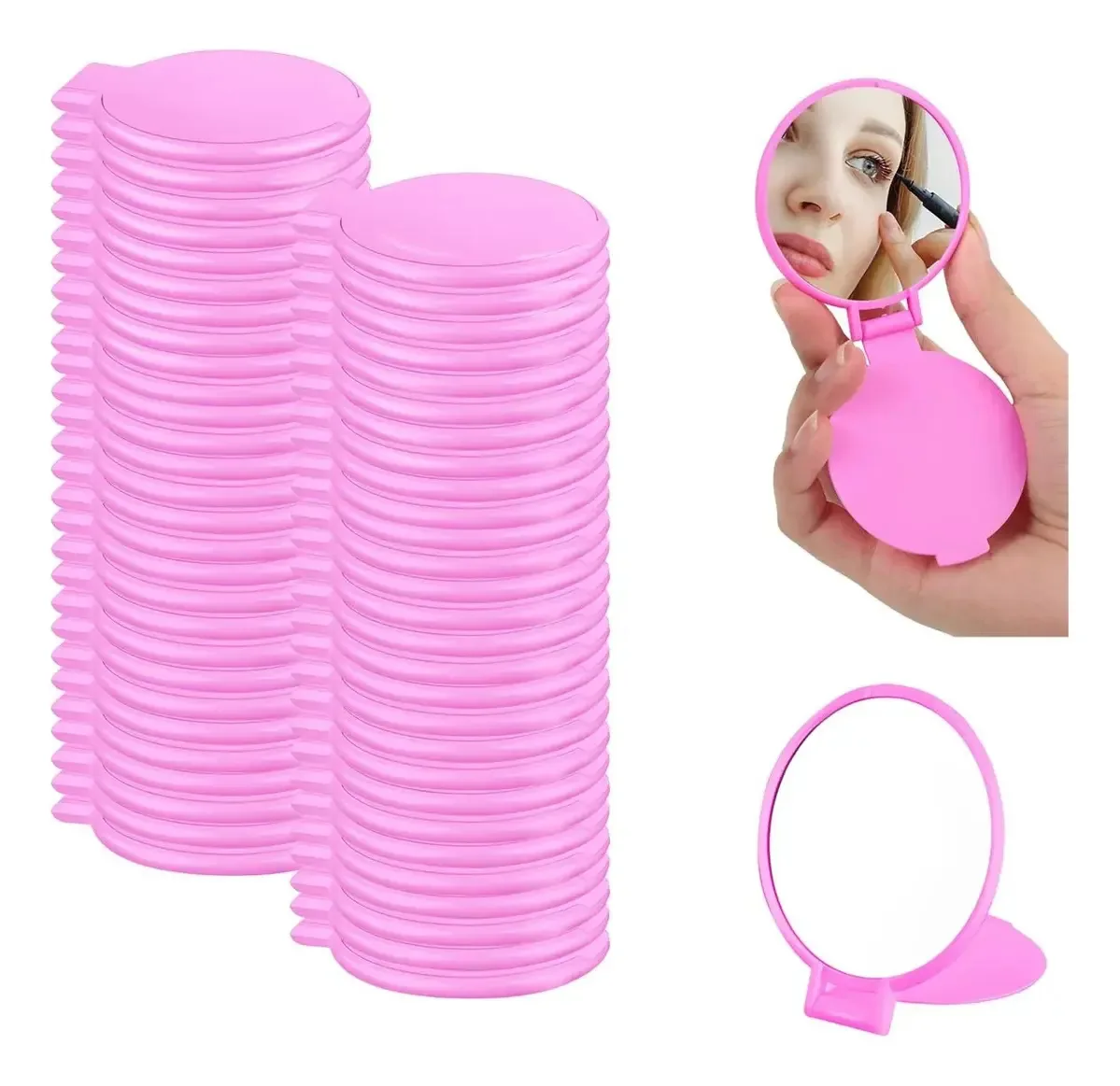 100 peças de espelho de bolso, publicidade, lembrança, festa de casamento, moldura rosa