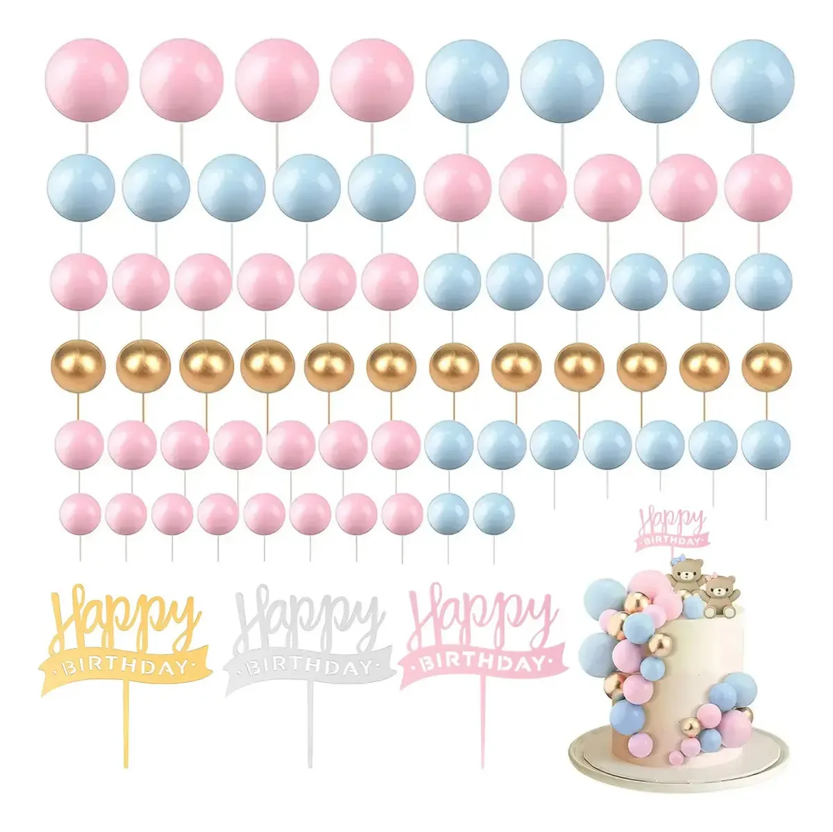 150 unidades de bolas de decoração de bolos, mini cobertura para bolo