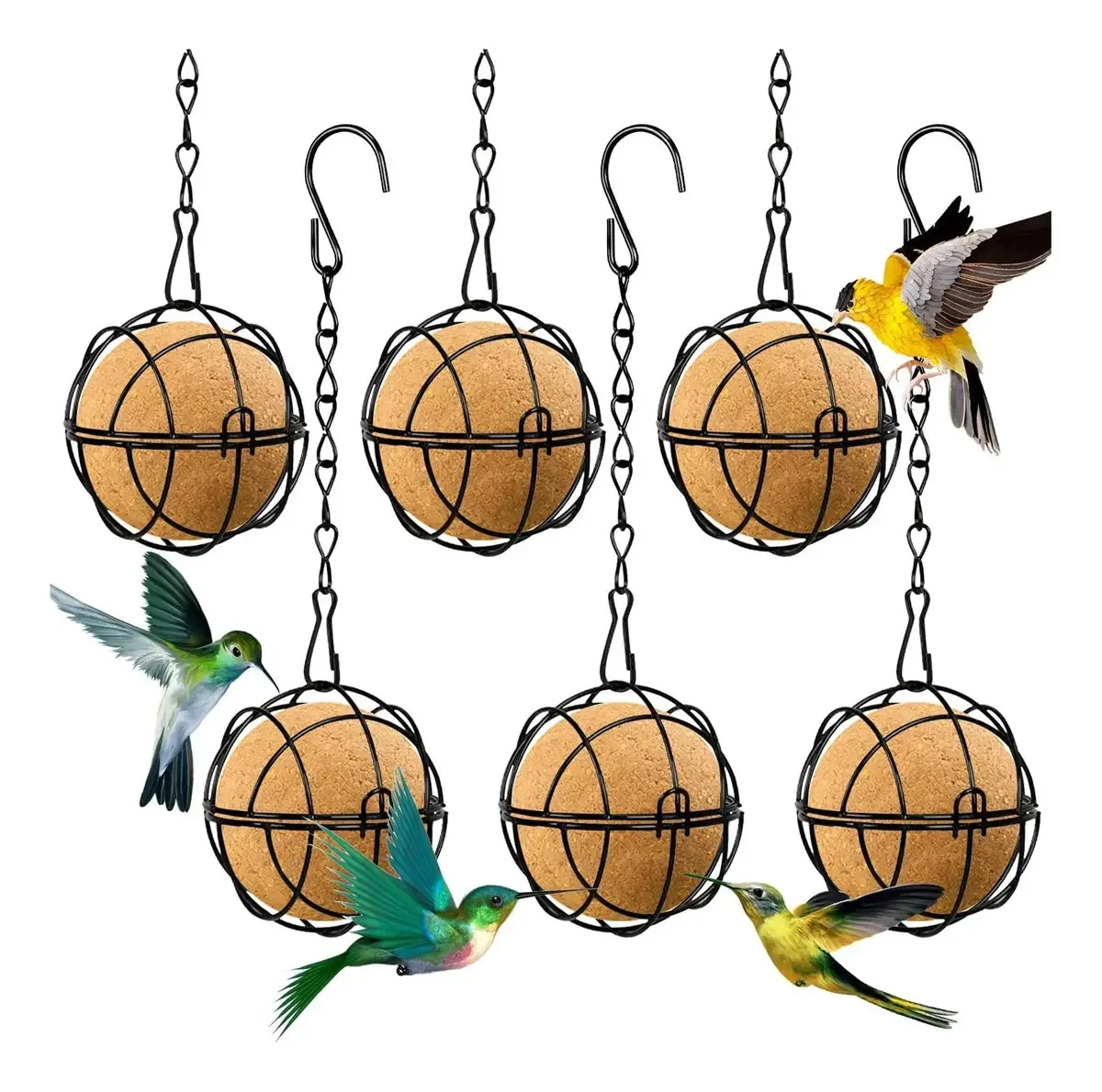 Longzhuo 6pcs Alimentadores De Pájaros Colgantes De Metal De