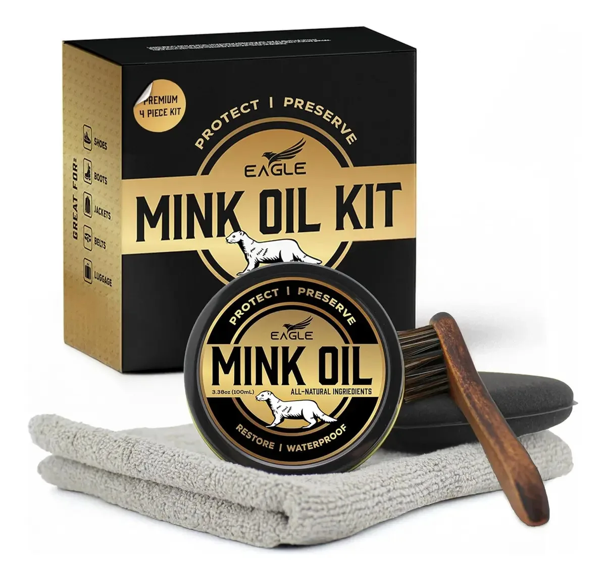 Óleo De Vison Eagle Para Botas De Couro - Kit De 4 Com E