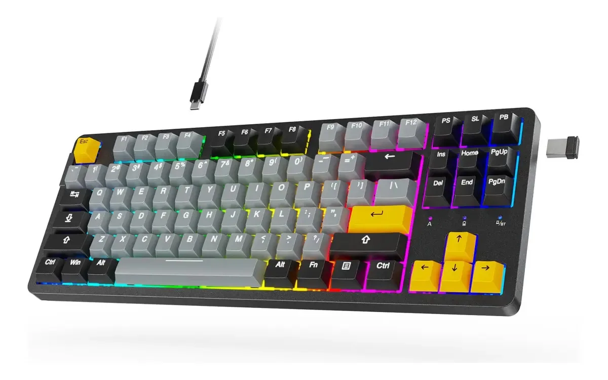 Teclado mecânico sem fio Arzopa K87 Rgb 87 teclas