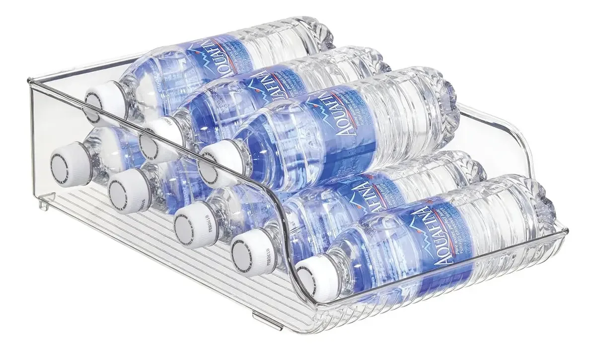 Organizador de garrafas de água para geladeira e despensa