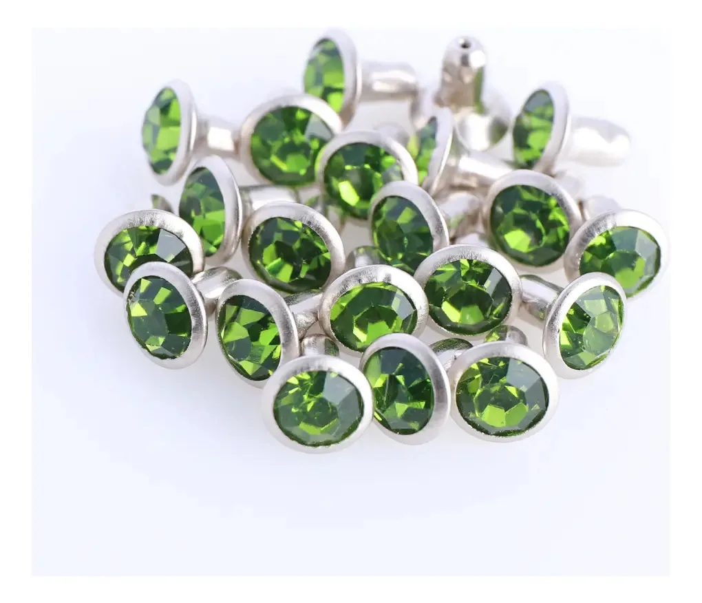 200 conjuntos, rebites, pregos, pedras de 8 mm, vidro colorido Perdiot
