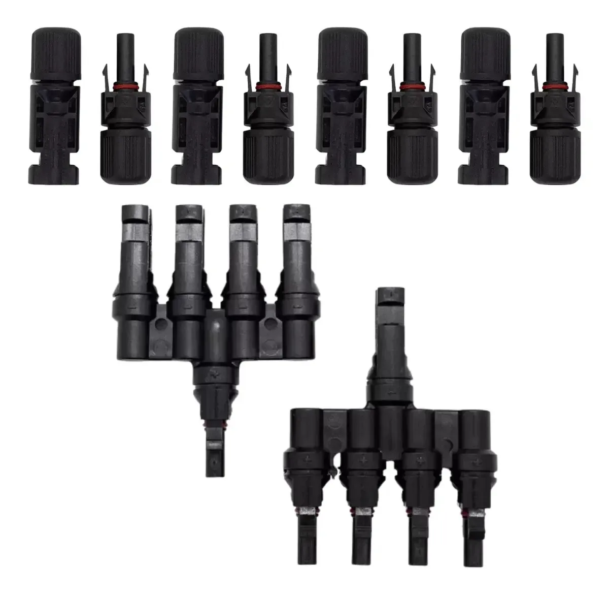 Conectores de energia solar MC4+MC4T4 - cor preta