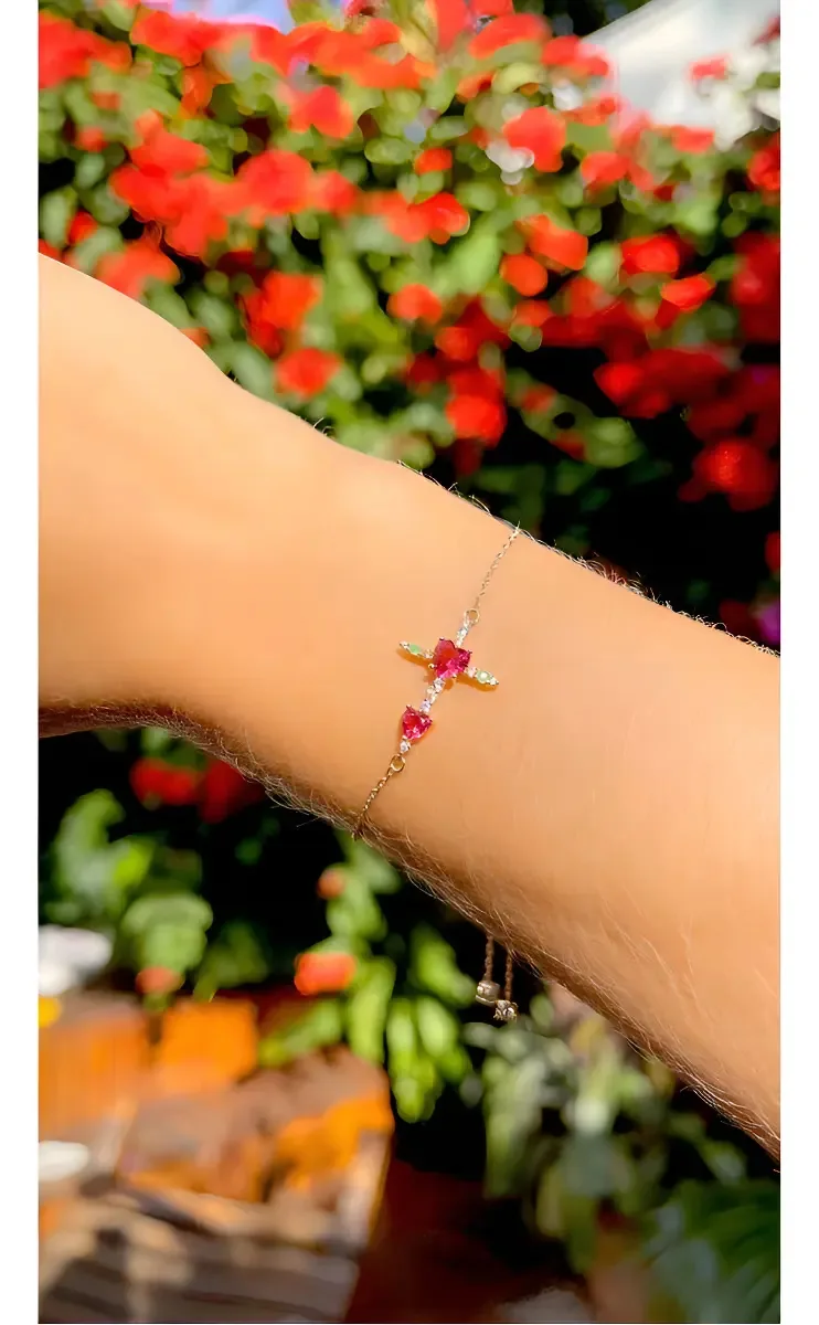 Pulseira Crucifixo Turmalina