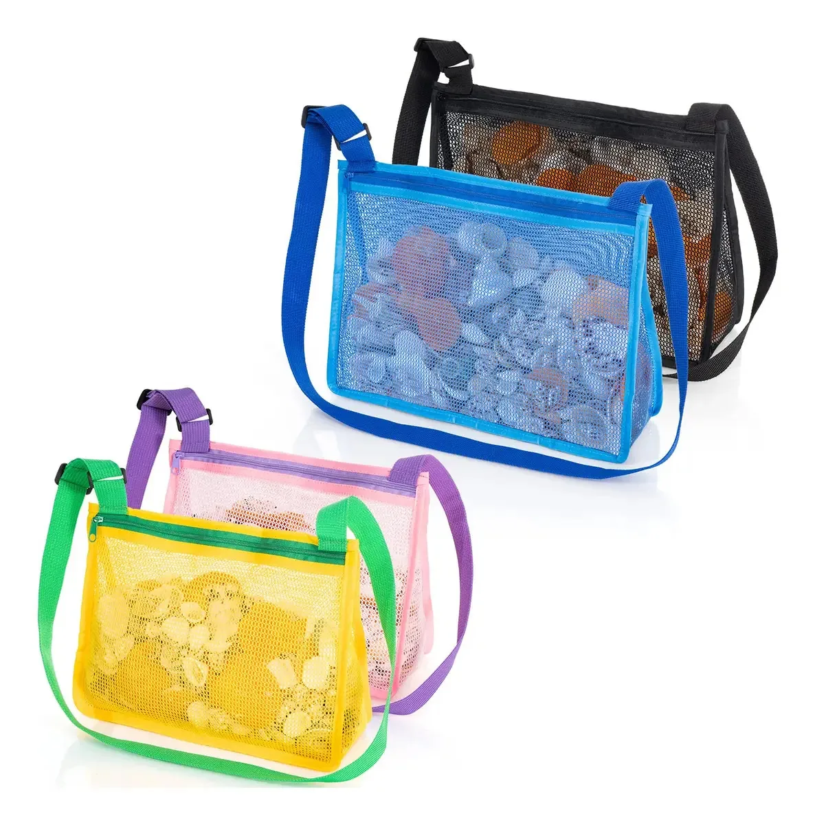 Bolsa de Brinquedos de Praia Joto, Bolsa Organizadora para Coletar Conchas Perto do Mar para Crianças Acima de 3 Anos - Cor Sólida