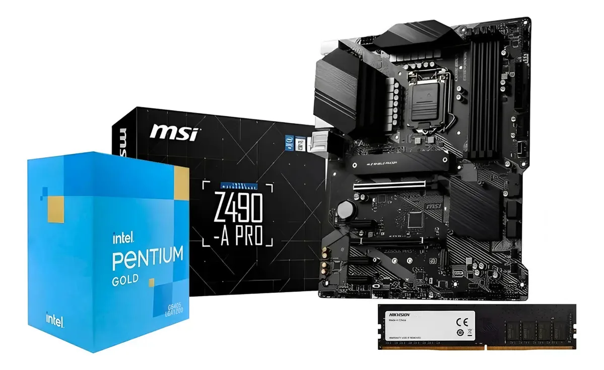 Combinação de atualização Intel G G405 Msi Z490a Pro de 4 GB Hikvision Black