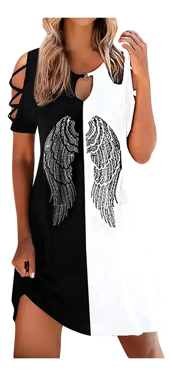 Vestidos Casuais De Verão Para Mulheres 2023 Vestidos Fofos De Camiseta De Manga Curta Evasê Floral, 01 Branco, M