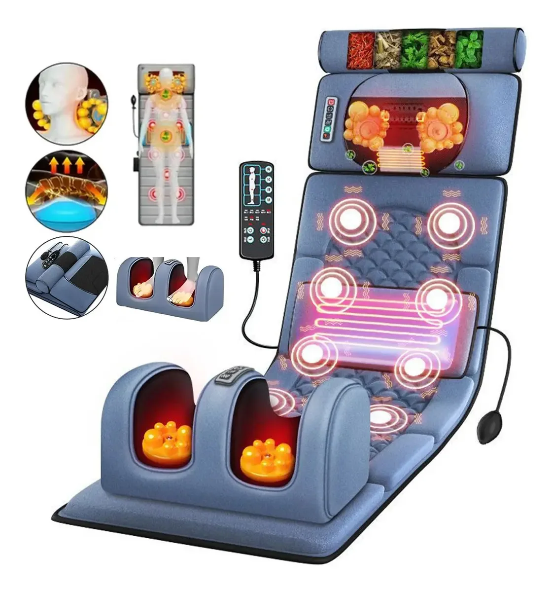 Massageador, colchão, massageador, 10 motores, 5 modos, termoterapia