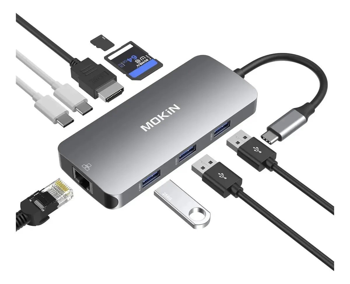 Adaptadores USB C para Macbook Dongle com 3 portas USB, USB