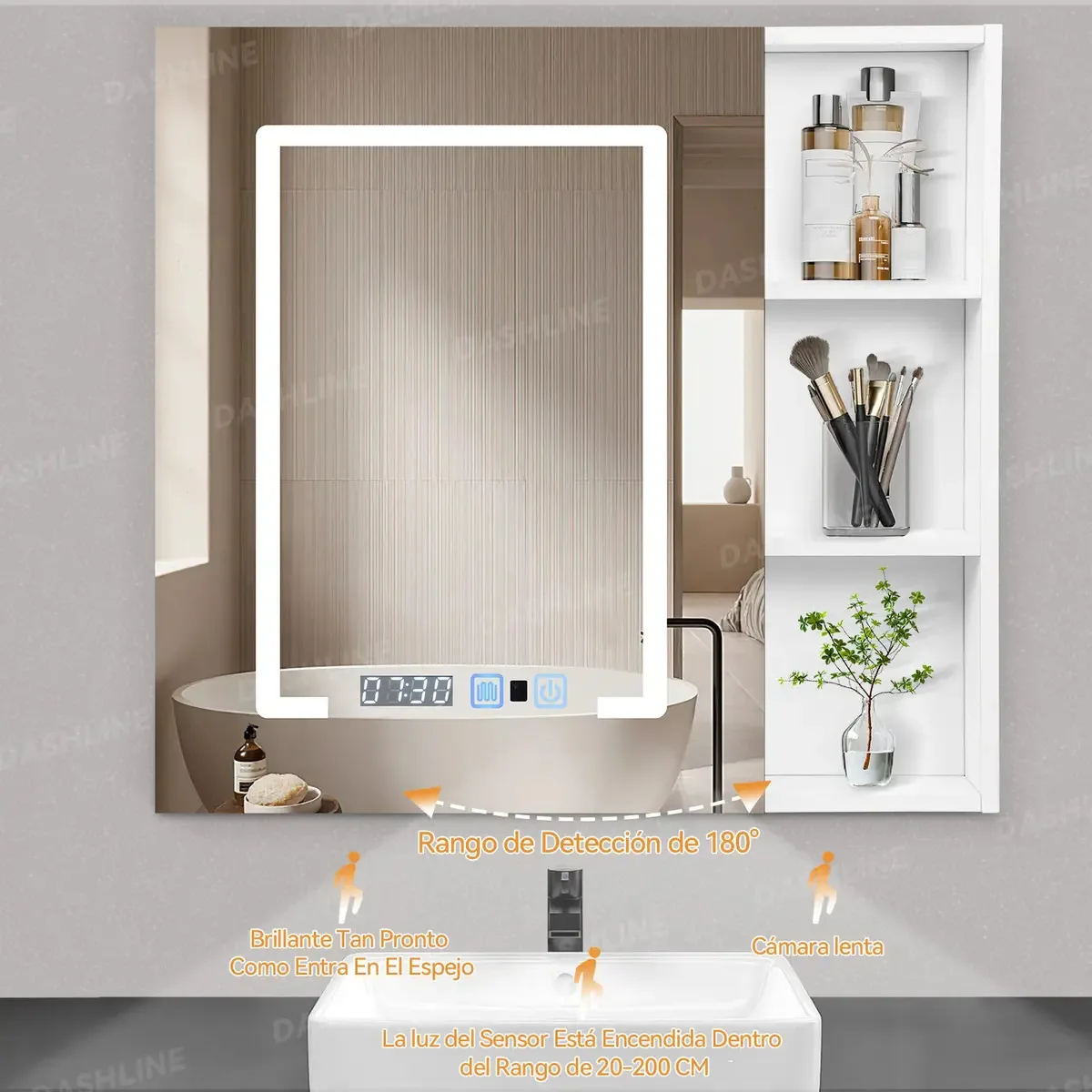 Dashline Espelho De Led Para Banheiro Gabinete Antivaho Touch