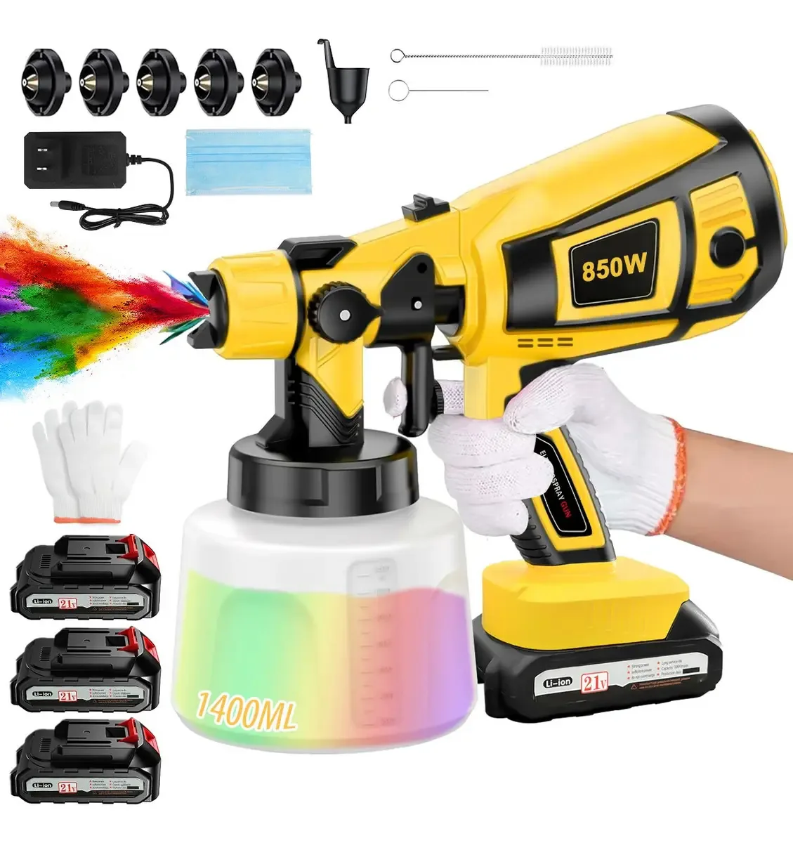 Máquina de pulverização de tinta com 3 baterias