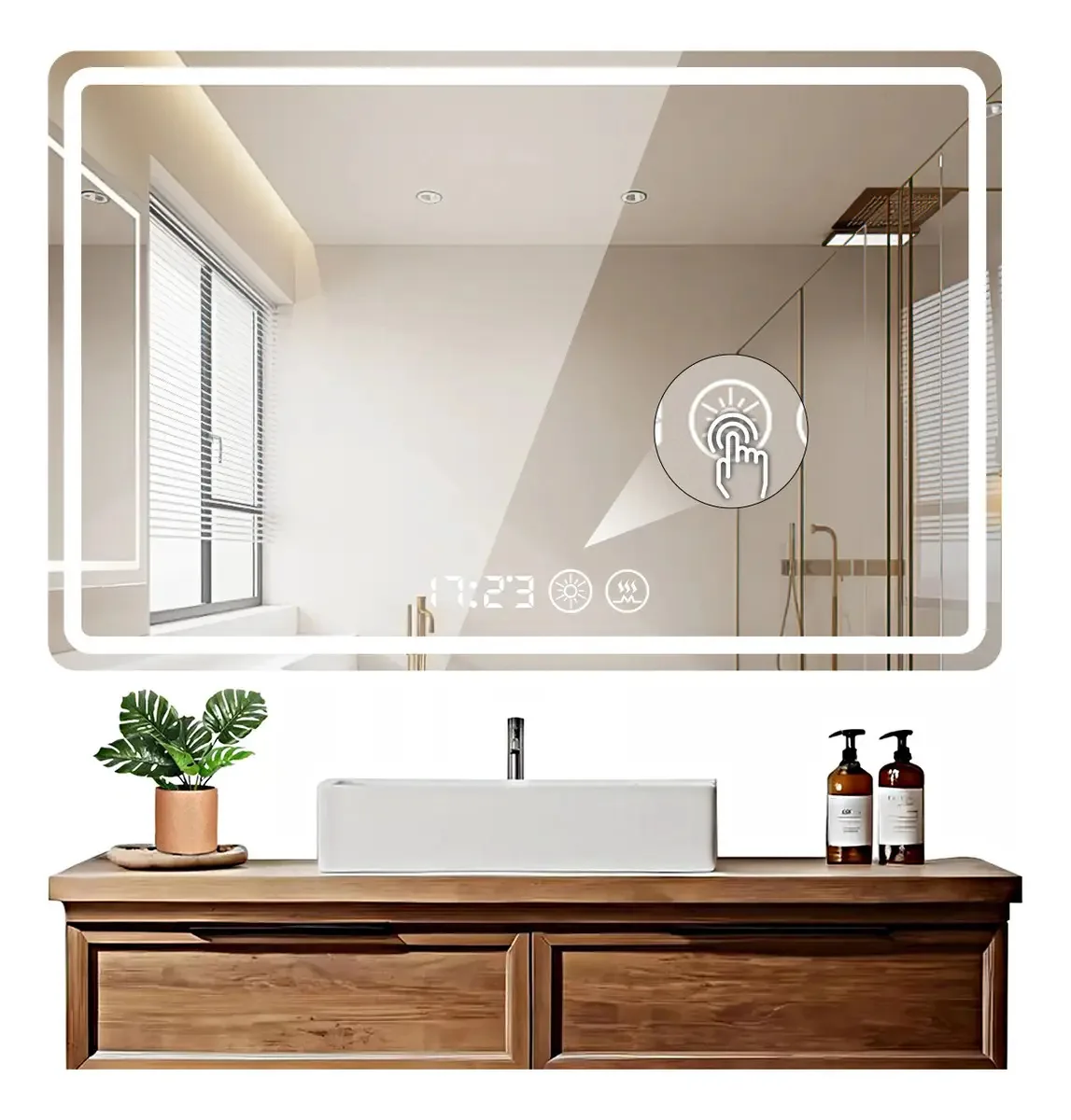 Espelho com luz LED para banheiros Touch 3 Mode Antiembaçante 75x100cm