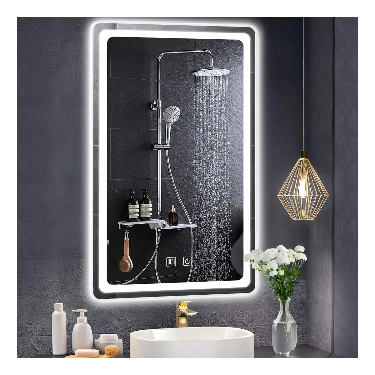 Espelho inteligente para banheiro com LED Touch Tricolor Antivaho40*60