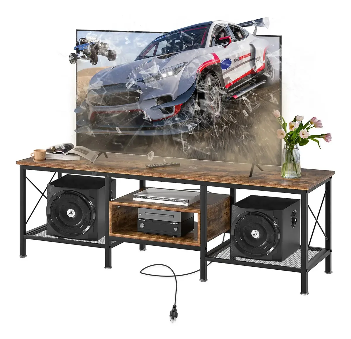 Mueble Para Tv Moderno 160 cm, 43-75 polegadas Mueble Tv Minimalista Con Regleta Mesa Para Tv Ancho 40 cm