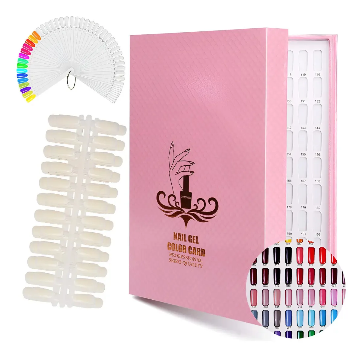 Livro de amostras de unhas para 216 tons e dicas de amostra de Bubble Gum Pink