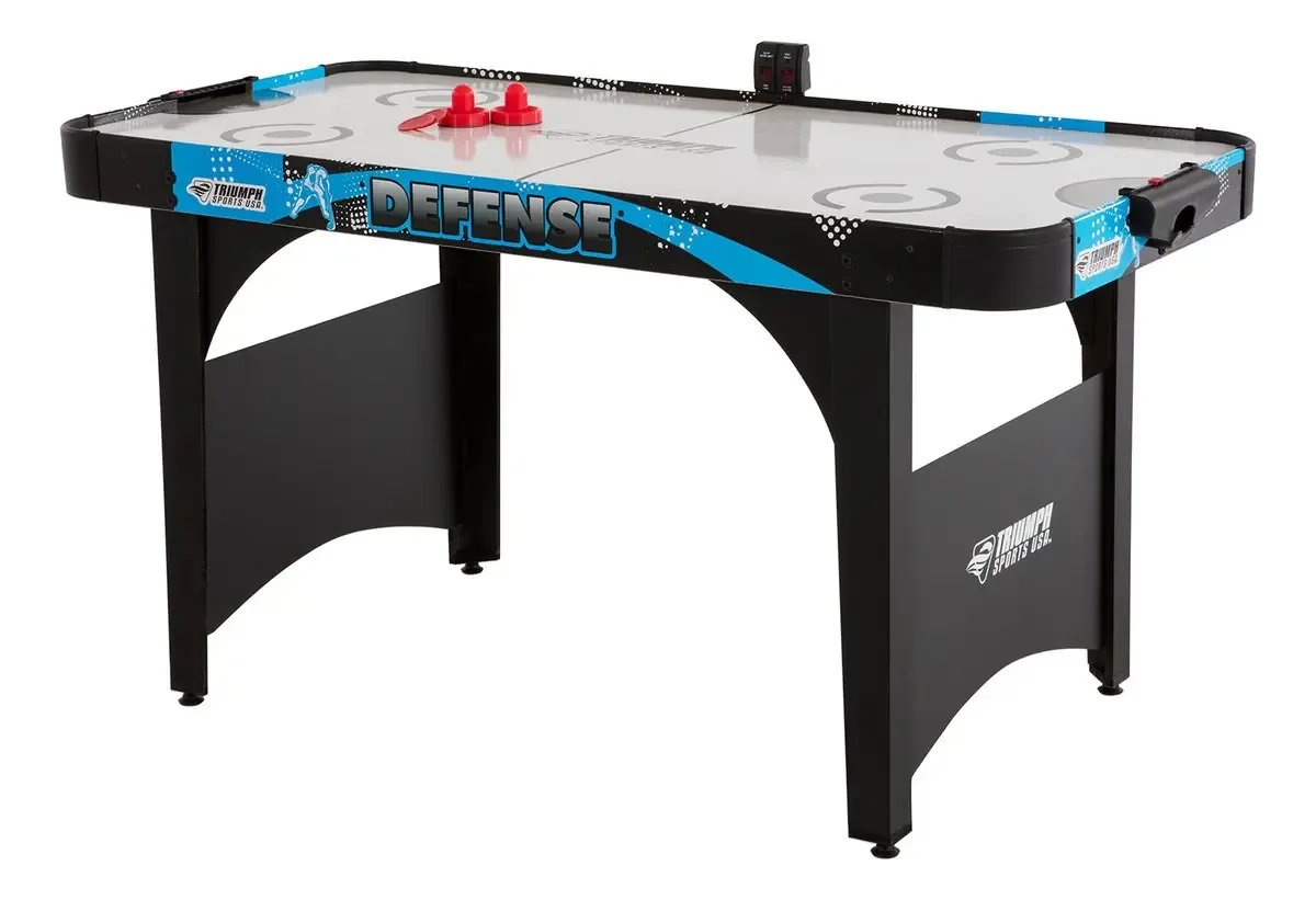 Triumph Defense — A mesa de hóquei aéreo de 1,5 m inclui 2 atacantes e 2 discos vermelhos, perfeitos para jogadores jovens e adolescentes