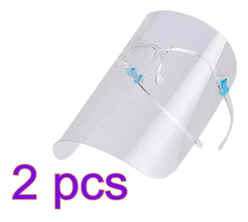 Yarnow 2 Peças Protetor Facial Transparente Anti-respingos Cobertura Facial Completa Viseira de Plástico Proteção para Rosto e Olhos Equipamento de Proteção Individual Cor