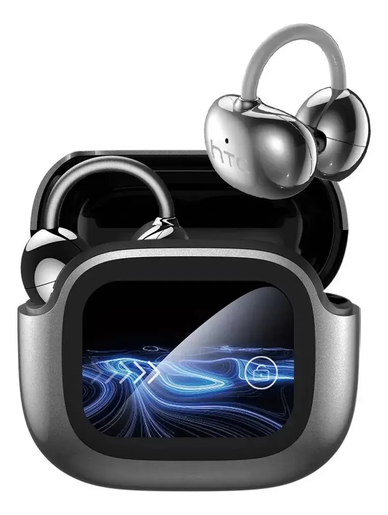 Fones de ouvido HTC Ne32 Ai, fones de ouvido tradutores com tela sensível ao toque inteligente, fones de ouvido sem fio à prova d'água Ipx5, clipe de ouvido Bluetooth 6.0, vários modos