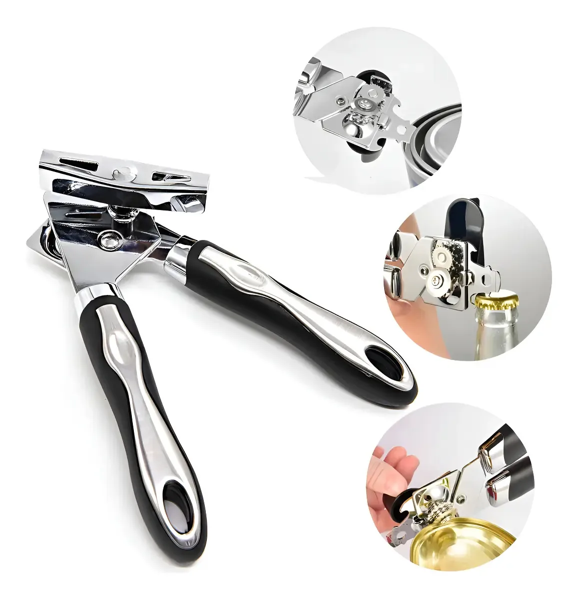Abridor On Line Aço Inox Prateado para Latas e Garrafas 21cm