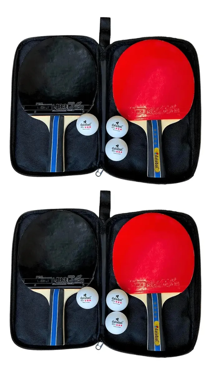 4 Raquetes De Tênis Mesa 4 Estrelas Ittf + 6 Bolinhas +