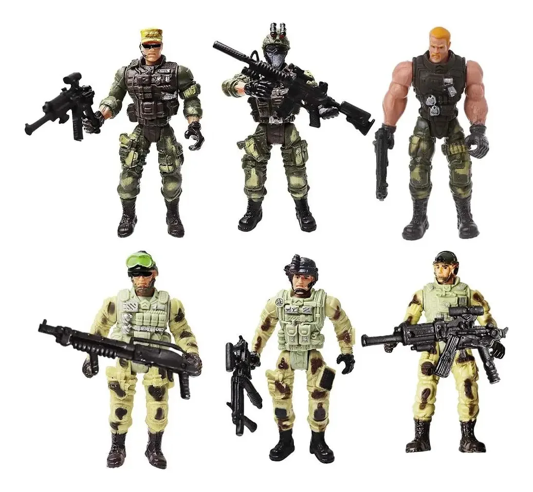 Conjunto Action Soldier, bonecos Swat, 6 peças modernas