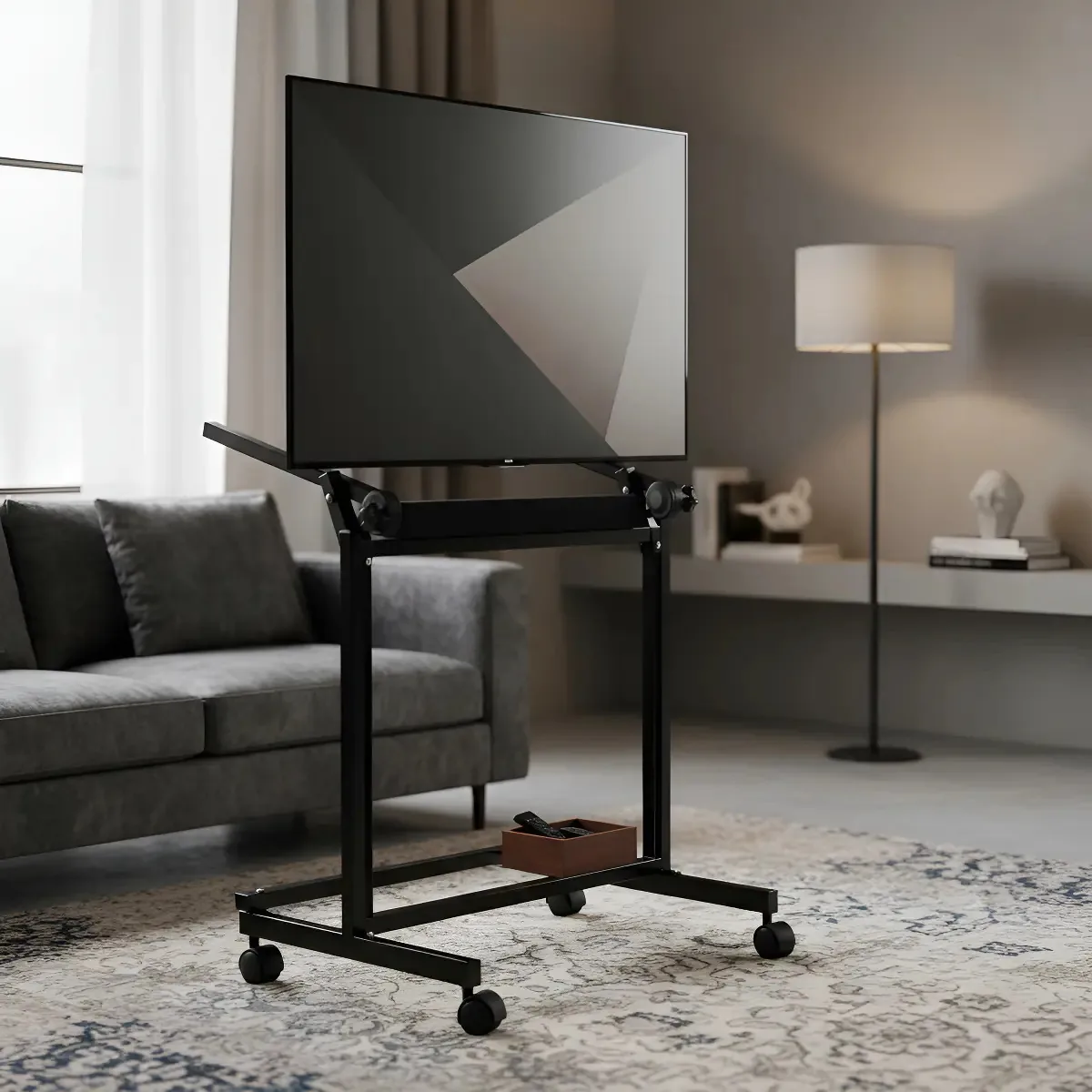 Rack Para Periféricos Visão Pequeno Preto Metal Flexível 40cm Altura