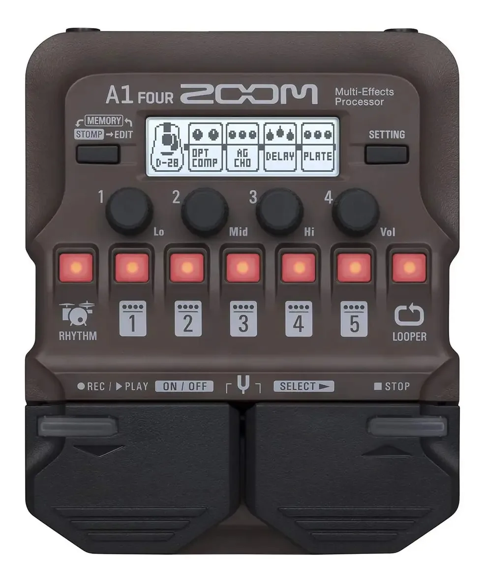 Pedal de efeitos Zoom A1 Four Pro para instrumentos acústicos - Cor: preto