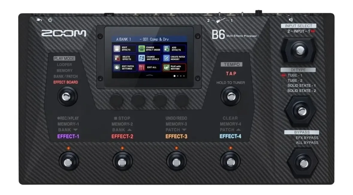 Pedal de efeito cinza escuro Zoom B6