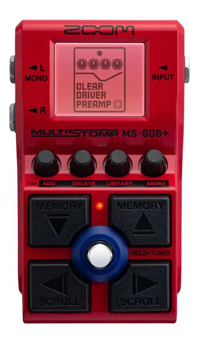 Zoom Pedal Para Baixos Multiefeitos Stompbox Ms-60b+ Cor Vermelho