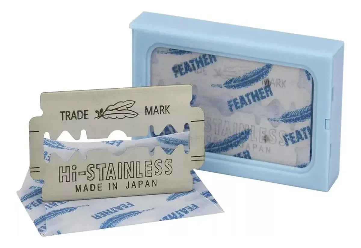New Hi-stainless 10 Lâminas Platinum Coated Blades - Feather