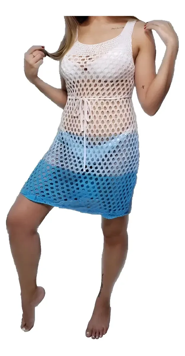 Saída De Praia Vestido Tricot Premium Regata Moda Verão